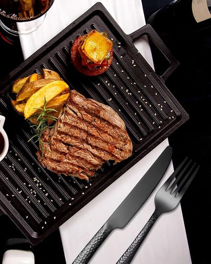 EUIRIO 40-Piece Black Hammered Silverware Set, Stainless Steel Black Flatware - Image 4