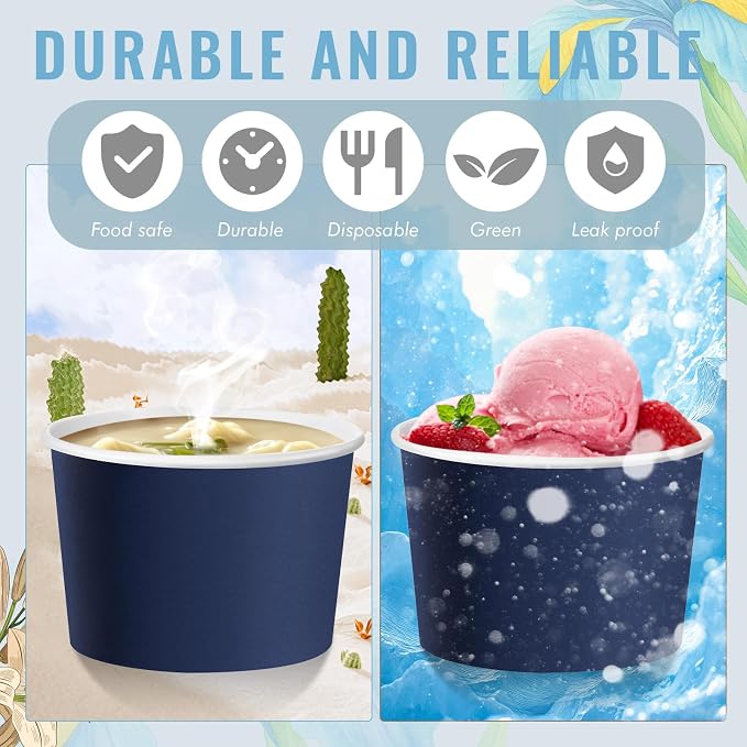 Jingmore Paper Ice Cream Cups 9oz Colored Disposable Dessert Bowls - Image 5