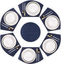 PIGCHCY Wedge Shaped Placemats Set of 6 with Centerpiece Round Mats Washable Kitchen Placemats Heat-Resistant Table Mats (Navy Blue)