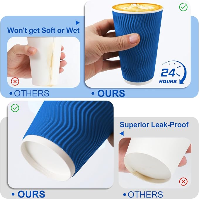500 Pack 16 oz Insulated Disposable Paper Coffee Cups - Image 4
