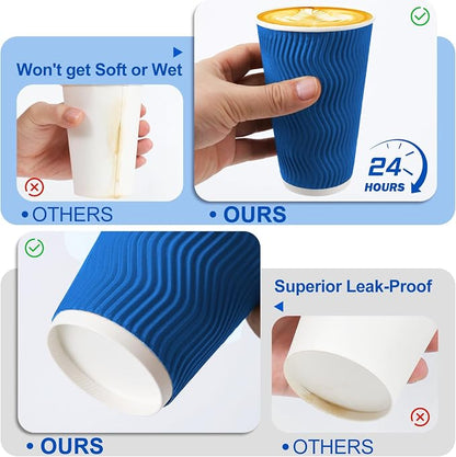500 Pack 16 oz Insulated Disposable Paper Coffee Cups - Image 4