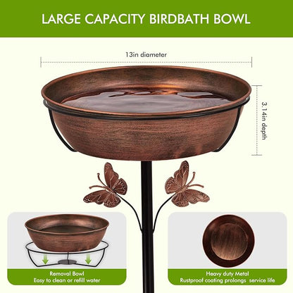 Metal Bird Bath Feeder for Outside – 3.14’’ Deep Birdbaths Bowl - Image 2