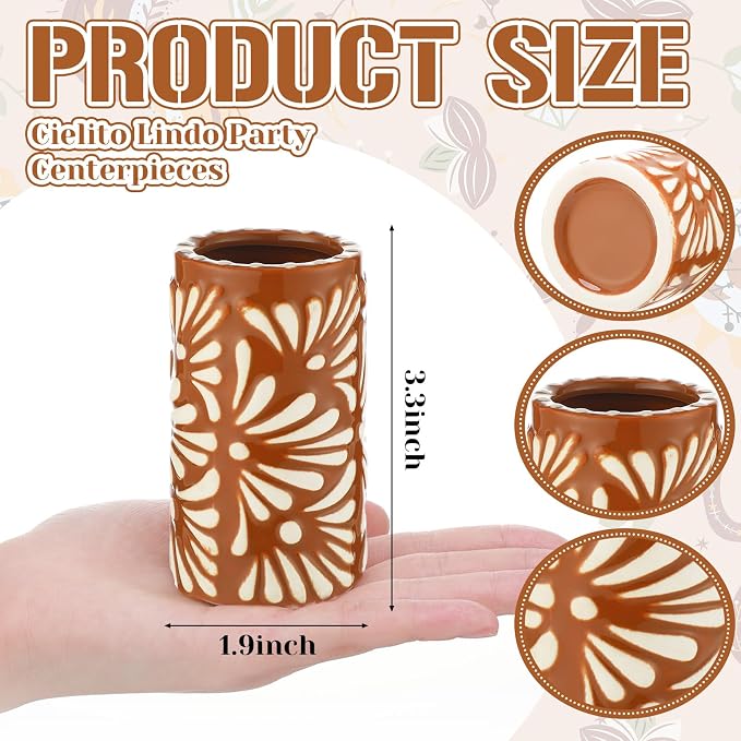 12 Set Cielito Lindo Party Favors, Terracotta, Handleless | Mexican Tequila - Image 2