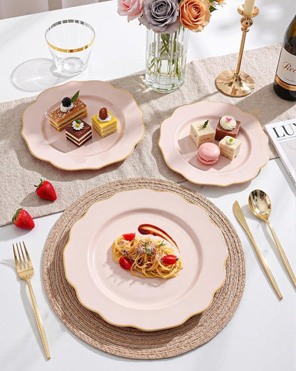 bUCLA 180PCS Pink Plastic Plates - Image 6
