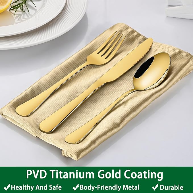 DEHOV 30 PCs Gold Flatware Sets Service - Image 6