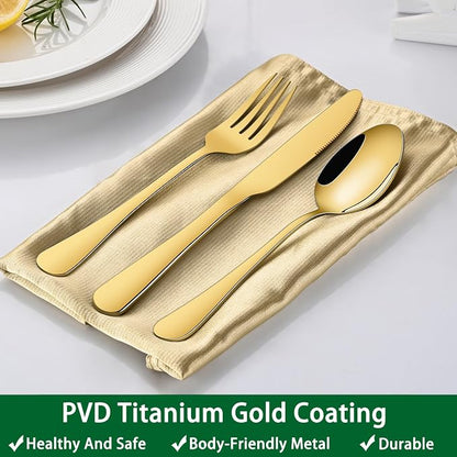 DEHOV 30 PCs Gold Flatware Sets Service - Image 6