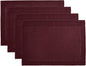 Solino Home Linen Cloth Placemats Set of 4 - 100% Pure Linen Hemstitch Burgundy Placemats 14 x 19 Inch - Classic Hemstitch Table Place Mats for Winter, Valentines
