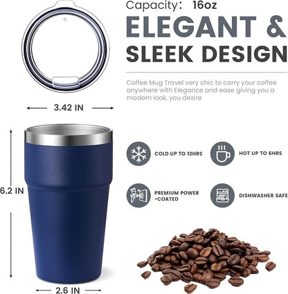 MEWAY 16oz Tumbler Double Wall Vacuum Insulated Travel Mug Bulk, Stainless - Image 2