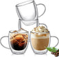 6 Ounces Set of 4 Double Walled Glass Coffee Mugs by Unknown
