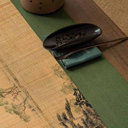 Asian Style Bamboo Table Runner, Ancient Chinese Paintings Zen Table Mat - Image 4