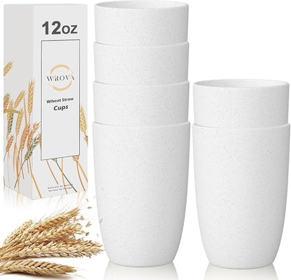 Wrova Wheat Straw Cups Set of 6 Good Alternative to Plastic Cups Reusable 12 oz by WROVA