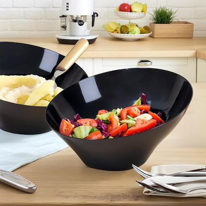 bUCLA 12 Pack Black Plastic Serving Bowls - 54 OZ Angled Bowls Disposable - Image 7