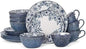 Pfaltzgraff Gabriela Blue 16-Piece Dinnerware Set, Service by Pfaltzgraff