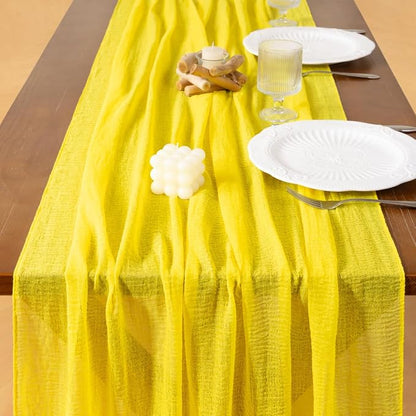 Cheesecloth Table Runner Summer Boho Wedding Shower Party Home Decor | Yellow - Image 5