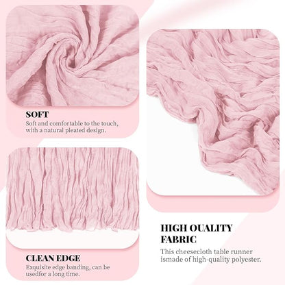 3 Pack Light Pink Cheesecloth Table Runner, 17 x 108 Inch, Gauze Cheese Cloth - Image 4