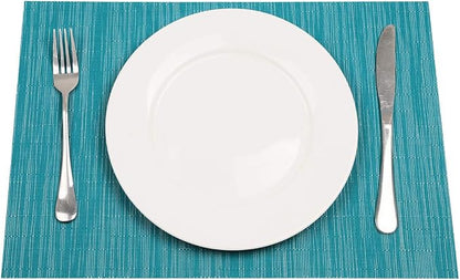 SHACOS Woven Vinyl Placemats Set of 6 Wipe Clean Wasahble Place Mats - Image 3