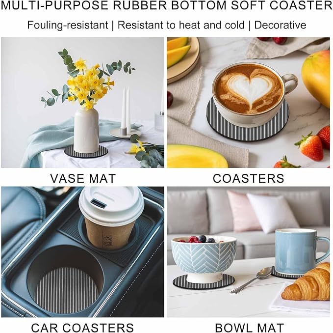 Geometric Grey Coasters Set of 4, Abstract Contemporary Minimalist Line Soft - Image 6