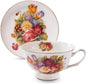 Tea Cups and Saucers, 10 OZ Bone Vintage Porcelain Coffee Cup by Unknown