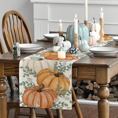 Artoid Mode 210 GSM Fall Table Runner 13x48 Inch Home Party Decor | Orange - Image 3