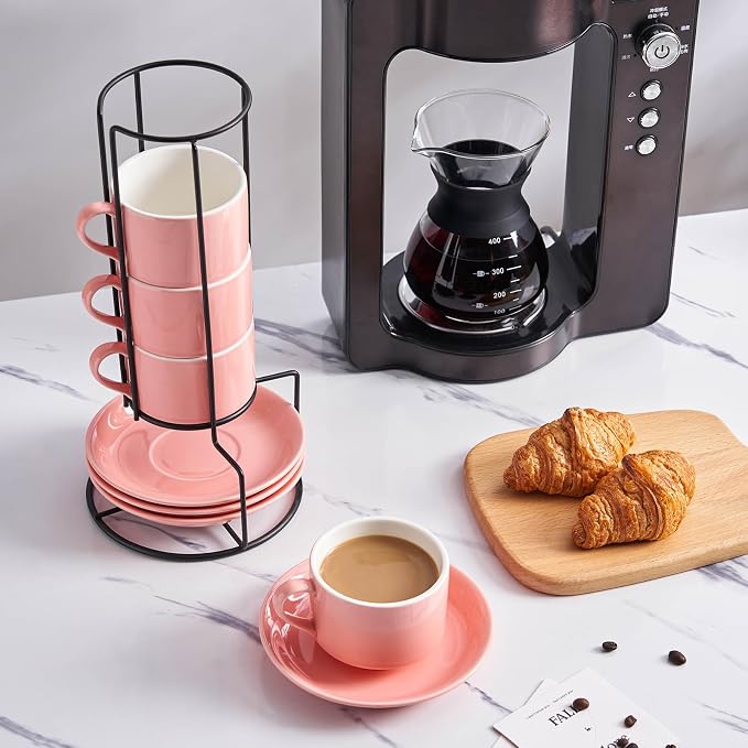 YOLIFE 8oz Porcelain Stackable Cappuccino Cups - Image 4