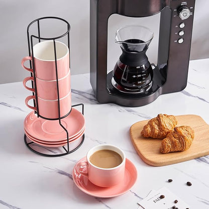 YOLIFE 8oz Porcelain Stackable Cappuccino Cups - Image 4
