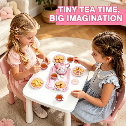 Tea Party Set for Little Girls, Pretend Tin Teapot Set - Image 6