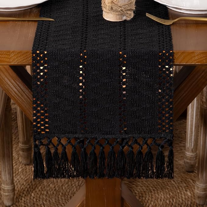 DeZerlor Boho Macrame Table Runner Spring Easter Farmhouse Woven Table Runner by DeZerlor