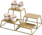 MyGift 4 Piece Set Modern Brass Tone Metal Nesting Tabletop Cupcake Display Risers, Food Appetizer Dessert Buffet Table Serving Stands for Home Party Event Retail (Brass)