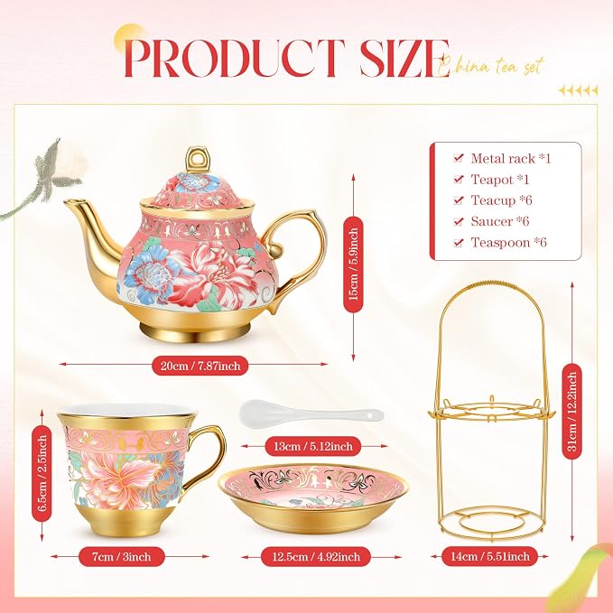 20 Pcs Porcelain Tea Set for Adults - Image 2