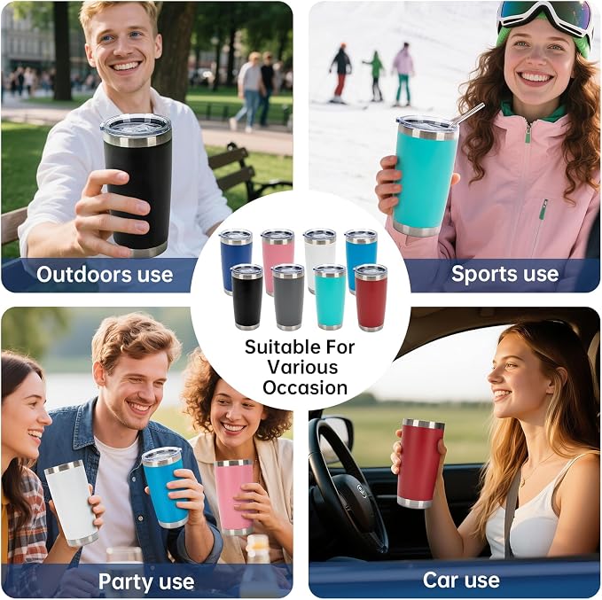 IEOVIEE 32 Pack 20oz Stainless Steel Insulated Bulk Tumblers - Image 8