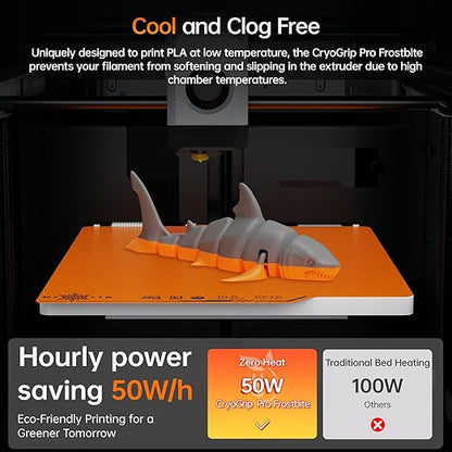 BIQU Cryogrip Pro Frostbite Matte Orange Cold Build Plate for Bambu-Lab P1S/P2S/P1P/X1C/X1E/A1 3D Printer 257x257MM Double-Sided Upgrade Room Temperature Print Removable Surface Platform