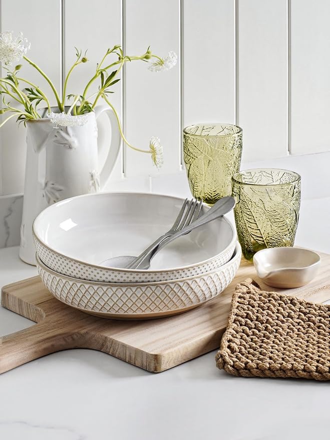 LE TAUCI Pasta Bowls 46oz, Large Salad Bowl, Ceramic Serving Plate, - Image 7