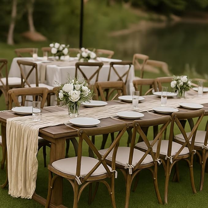 12 Pack Brown Cheesecloth Table Runner – 10FT x 12pcs Rustic Gauze Table Runners - Image 4