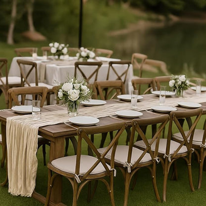 12 Pack Brown Cheesecloth Table Runner – 10FT x 12pcs Rustic Gauze Table Runners - Image 4