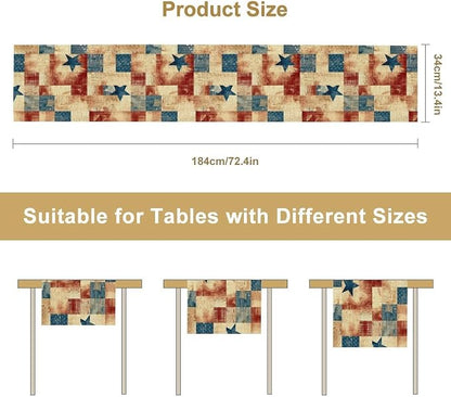 4th of July Table Runner, Rustic Vintage Country Red White Blue American Stars - Image 8