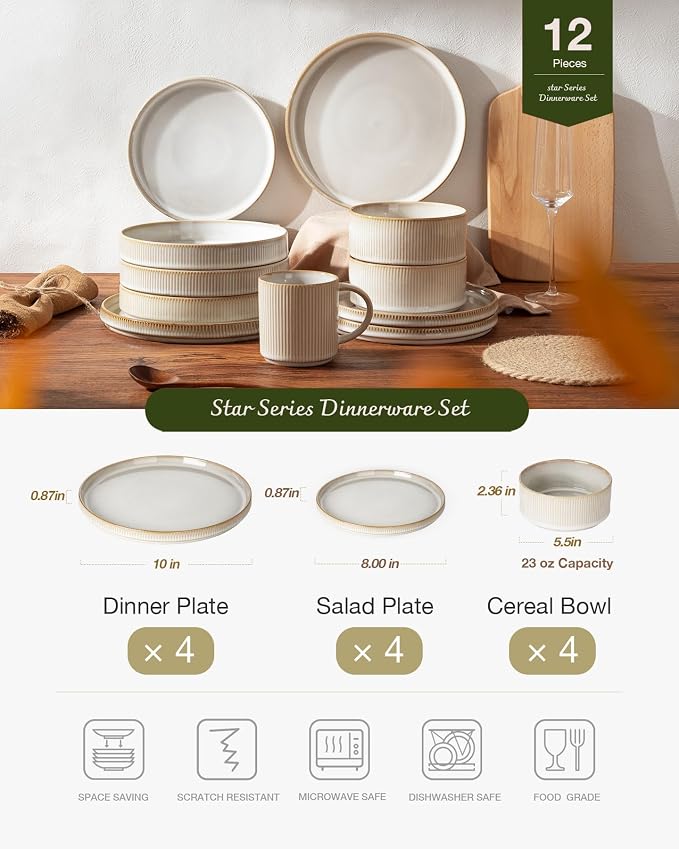 Famiware Star Stoneware Dinnerware Set, Reactive Glaze Plates & Bowls - Image 3