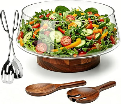 Large Glass Salad Bowl Set by Accguan