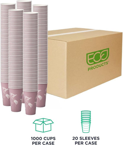 ECO PRODUCTS Compostable Disposable World Art 16oz Large Coffee Cups, Case of - Image 2