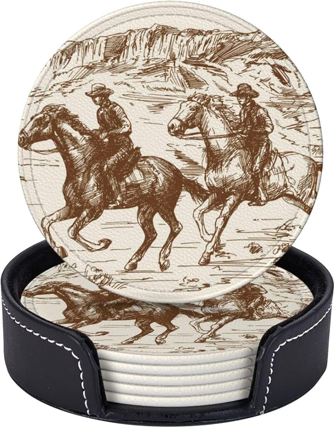 Western Desert Vintage Cowboy Coasters - Image 2