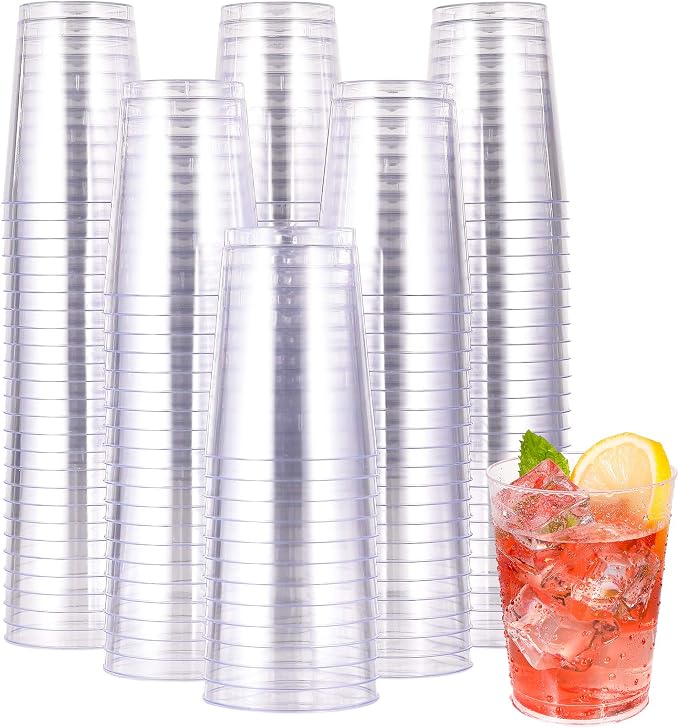JOLLY CHEF 10 oz Clear Disposable Plastic Cups 200 Pack, Heavy duty Party by JOLLYCHEF