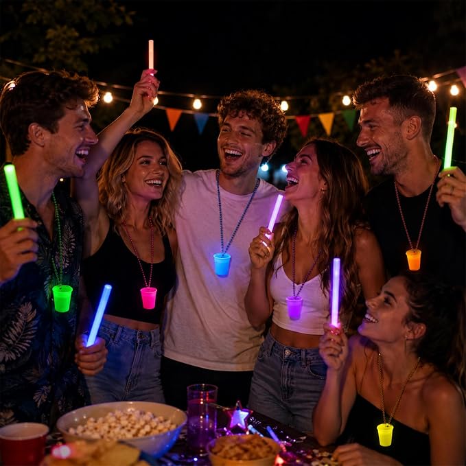 Cididu 24 Pack Shot Glass Necklaces Cups Glow in The Dark, Plastic Reusable - Image 6