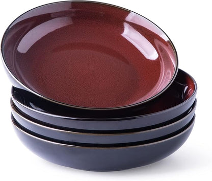 LERATIO 9.0" Ceramic Pasta Bowls Set of 4, 38oz Large Stoneware Bowls Set | by LeRatio