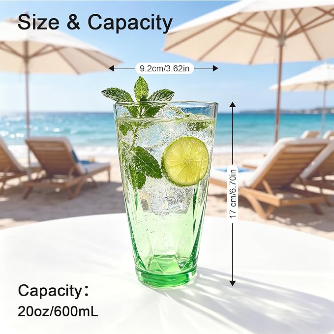 20oz Plastic Reusable Drinking Glasses 6PCS, Vibrant Tumblers - Image 4