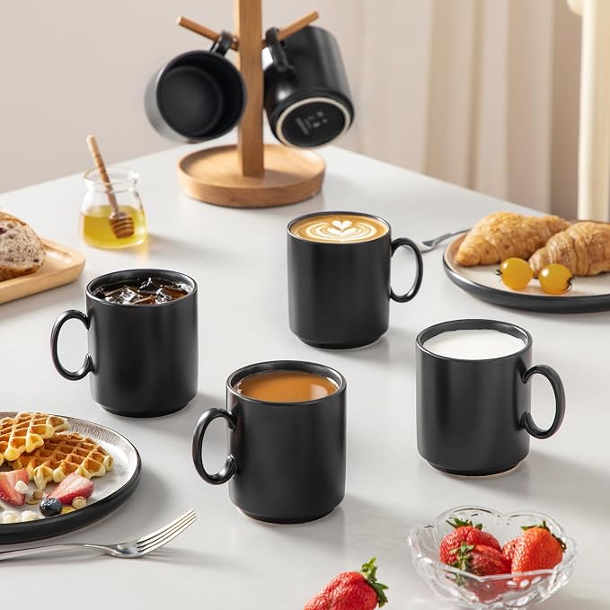 vancasso Porcelain Coffee Mugs Set of 6, 12 Oz Black Coffee Cups - Image 6