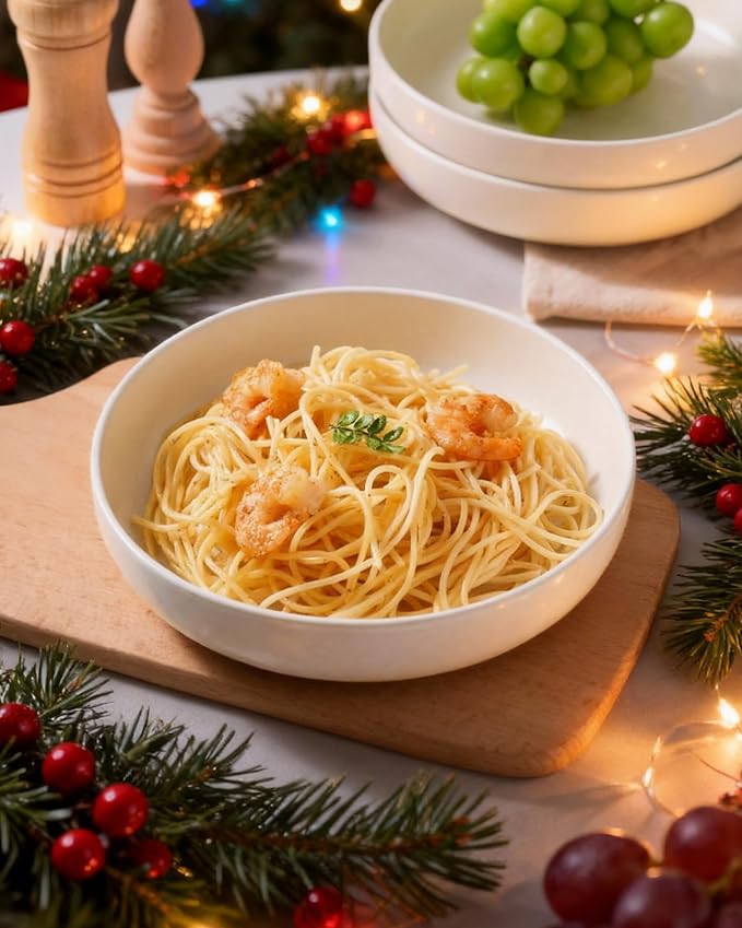 famiware Milkyway 33 oz Pasta Bowls Set of 4, Matte White | Double Reactive - Image 3
