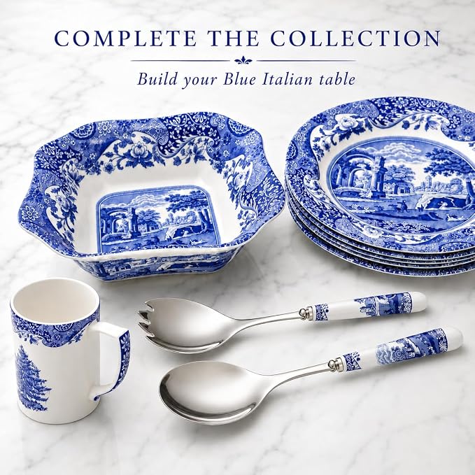 Spode Blue Italian Collection Salad Servers | 2 Piece Spoon and Fork Set | 10 - Image 8