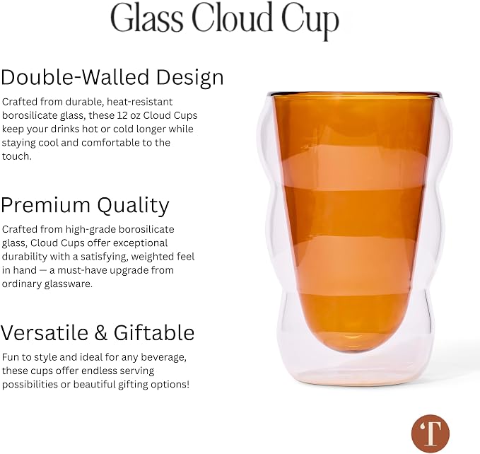 Teaspressa Pink Glass Cloud Cup 12 oz Double-Wall Insulated Borosilicate Glass - Image 3