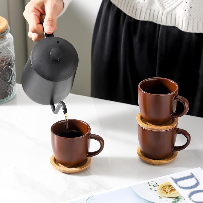 Hasense Stackable Porcelain Mini Espresso Cups and Saucers Set of 6, 4 OZ - Image 7