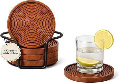 Folkulture Wooden Coasters for Drinks for Coffee Table Decor, Rustic Farmhouse by FOLKULTURE