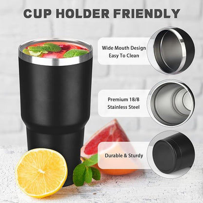 30 oz Tumbler with Lids and Straws, Stainless Steel Insulated Coffee Tumbler - Image 3